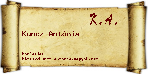 Kuncz Antónia névjegykártya